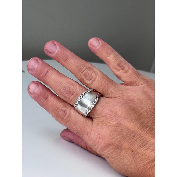 Handmade Antique Silver Plated Spoon Ring: Rogers Bros Savoy, Size 9.5 - Picture 2 of 7